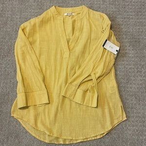 NWT- Ripcurl Mustard Yellow V-Neck Classic Long Sleeve Surf Shirt Tunic